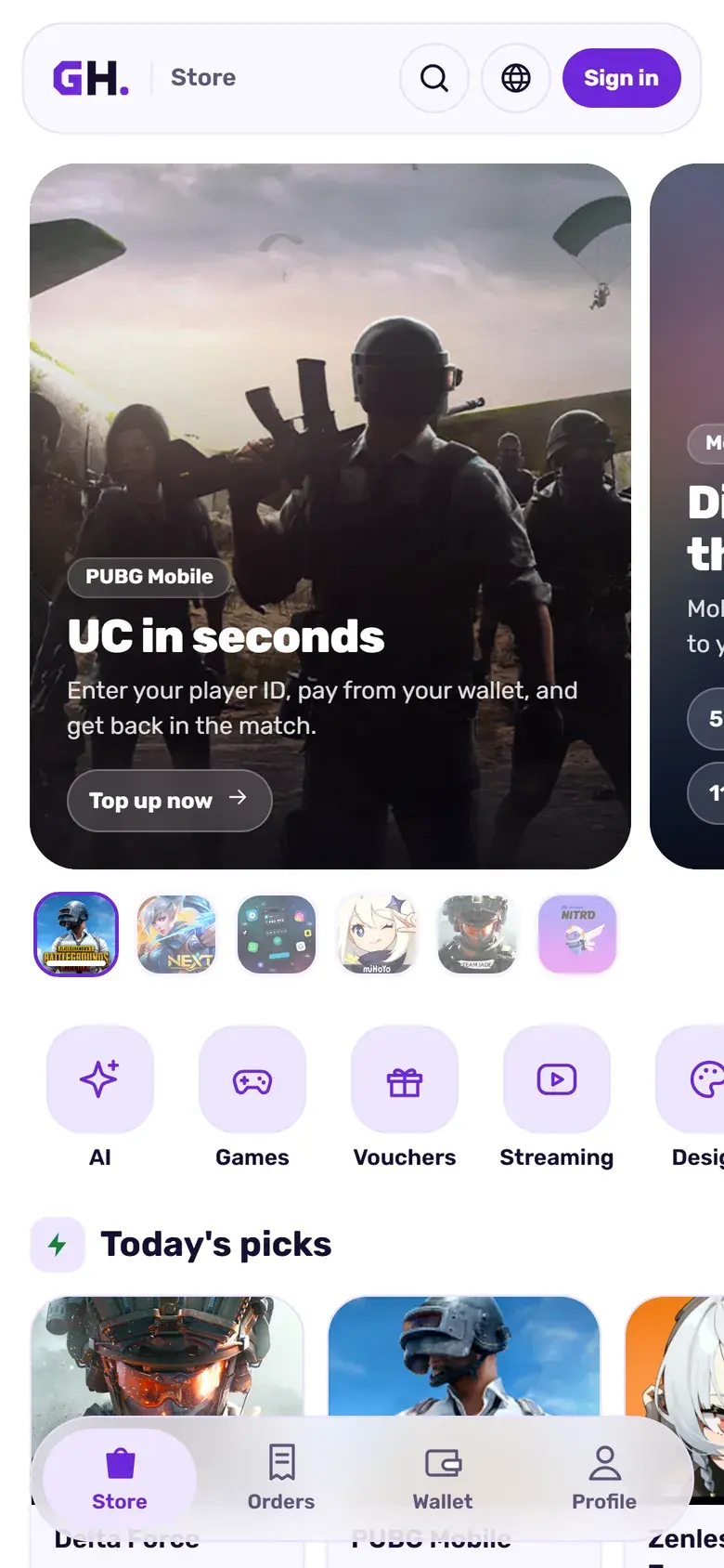 GH Store on a phone
